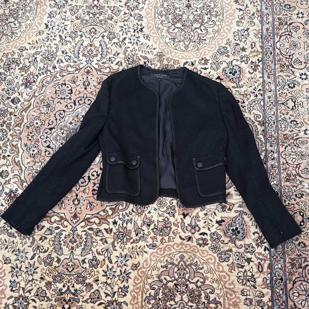 Rag & Bone Women's Black Collarless Pocket Jacket